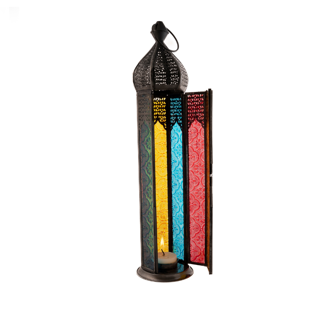 AL AMIR Farolillo porta velas MULTICOLOR - Luminosidad Elegante.