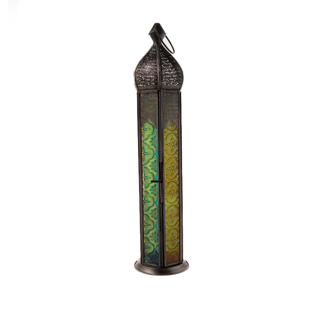 AL AMIR Farolillo porta velas MULTICOLOR - Luminosidad Elegante.