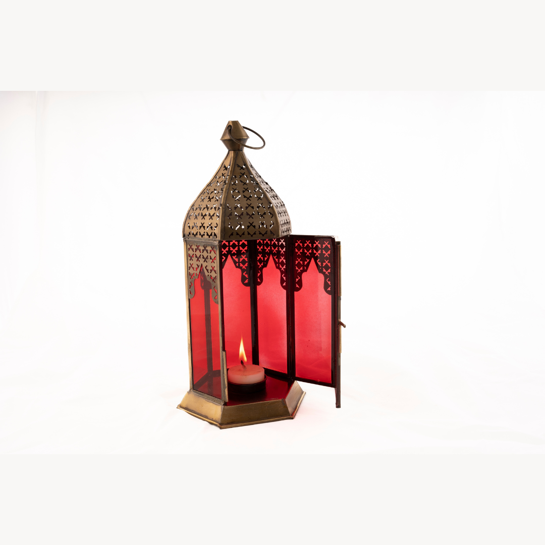 AL AMIR Farolillo porta velas ROJO - Luminosidad Elegante.
