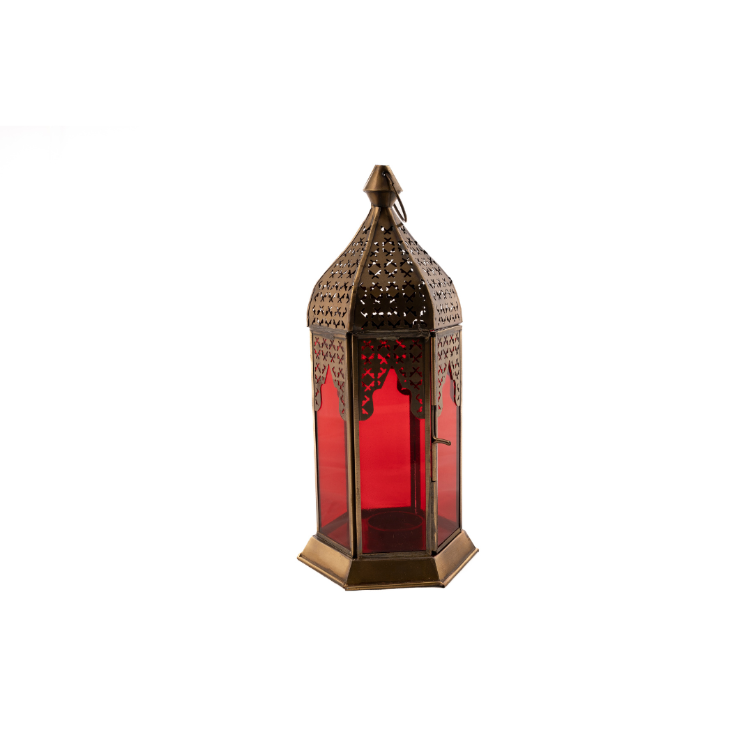 AL AMIR Farolillo porta velas ROJO - Luminosidad Elegante.
