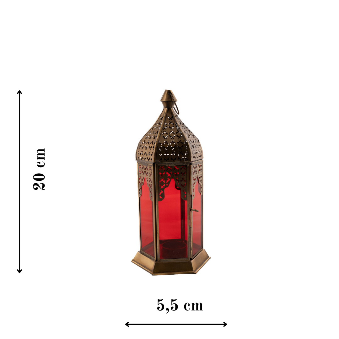 AL AMIR Farolillo porta velas ROJO - Luminosidad Elegante.