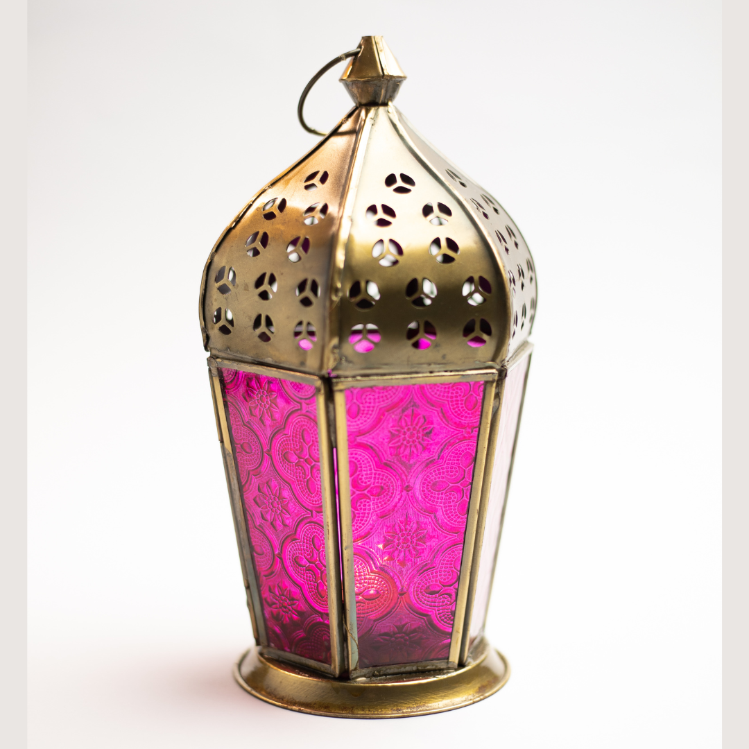 AL AMIR Farolillo porta velas ROSA - Luminosidad Elegante.