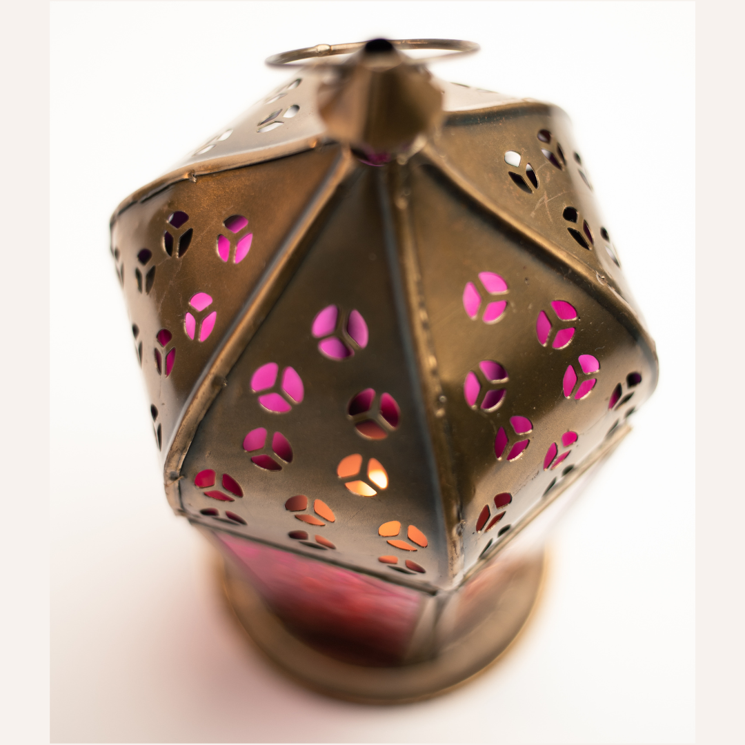 AL AMIR Farolillo porta velas ROSA - Luminosidad Elegante.