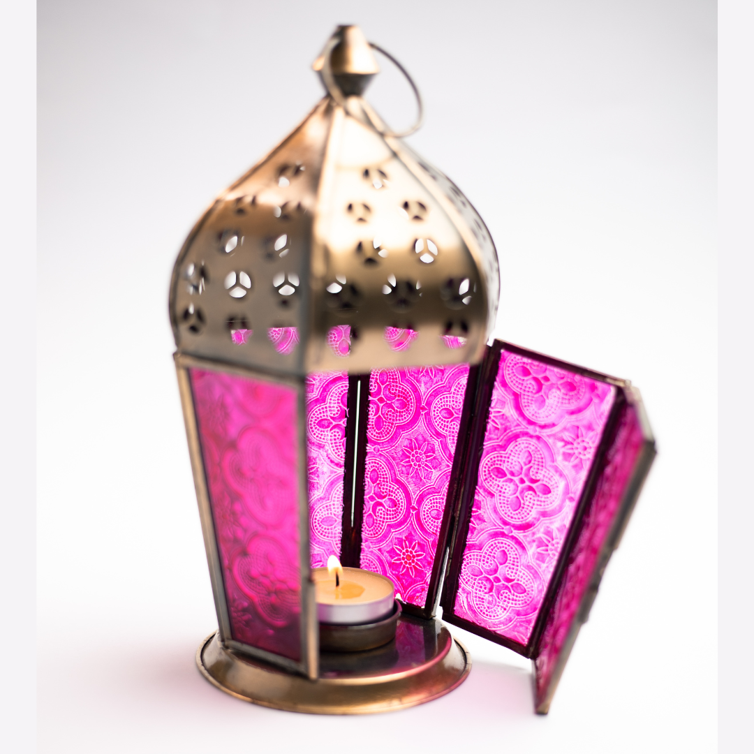 AL AMIR Farolillo porta velas ROSA - Luminosidad Elegante.