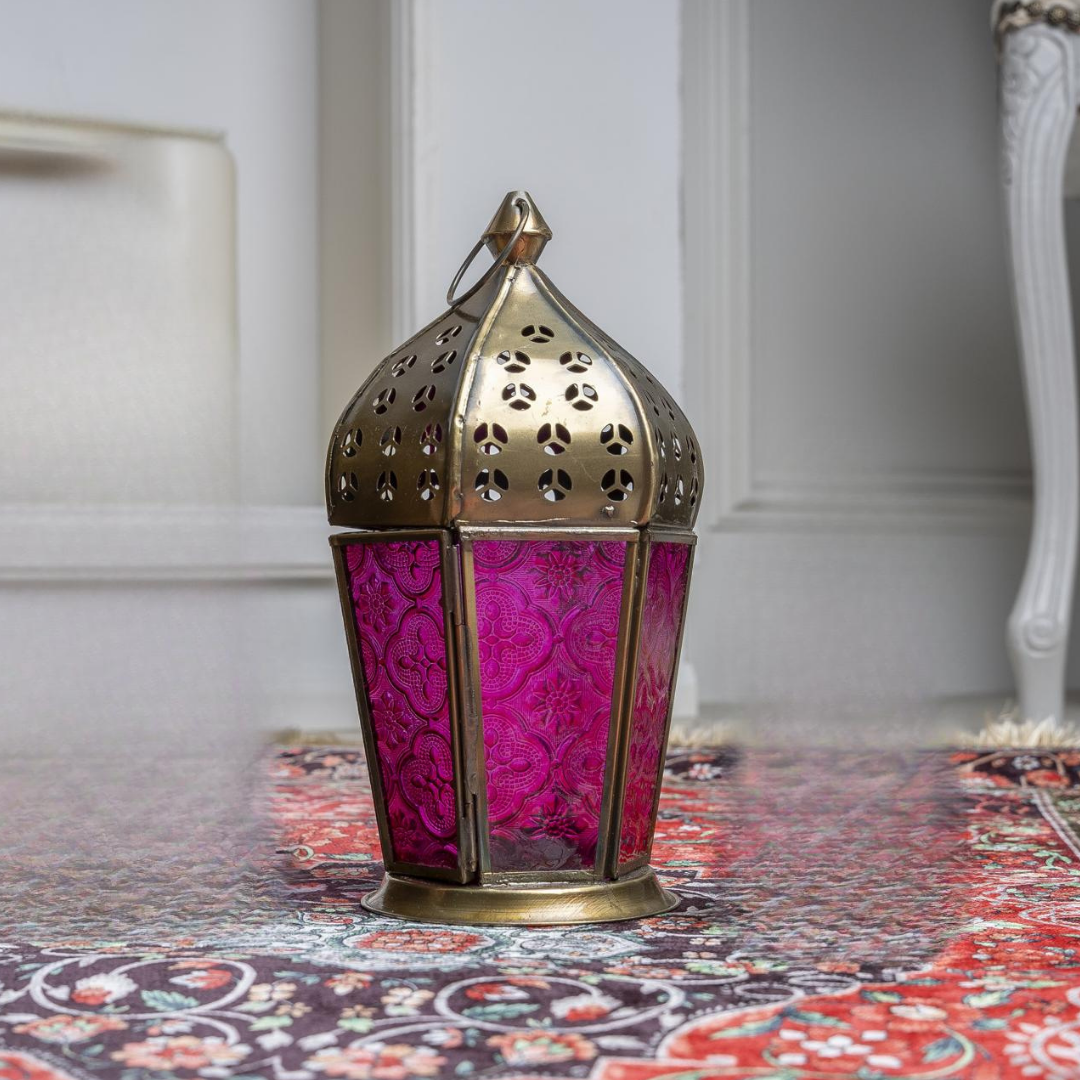 AL AMIR Farolillo porta velas ROSA - Luminosidad Elegante.