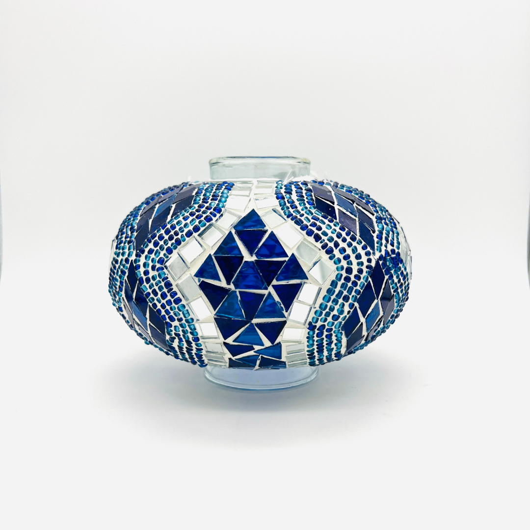 Flor de Turquía Lámpara Turca Hecha a Mano para una Iluminación Floral y Romántica. AZUL