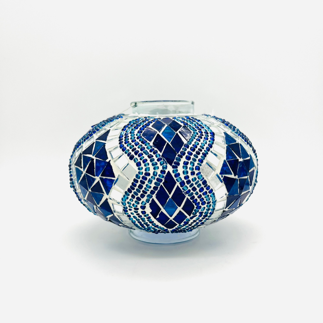 Flor de Turquía Lámpara Turca Hecha a Mano para una Iluminación Floral y Romántica. AZUL