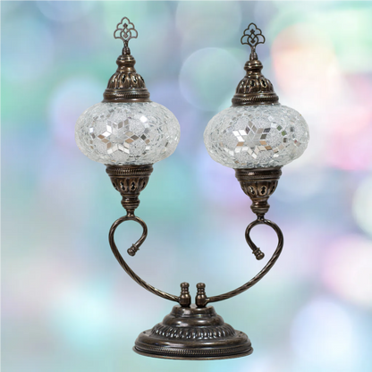 Magia Otomana Lámpara Turca Doble Hecha a Mano para una Iluminación Cálida y Encantadora. Multicolor. BLANCO