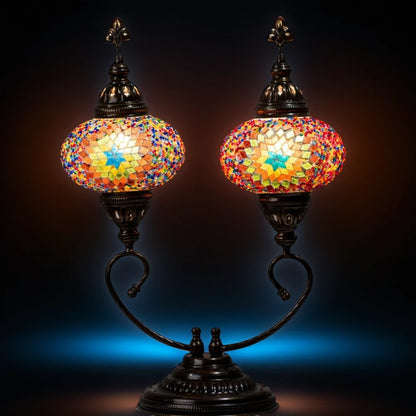 Magia Otomana Lámpara Turca Doble Hecha a Mano para una Iluminación Cálida y Encantadora. Multicolor. Multicolor