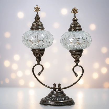 Magia Otomana Lámpara Turca Doble Hecha a Mano para una Iluminación Cálida y Encantadora. Multicolor. BLANCO