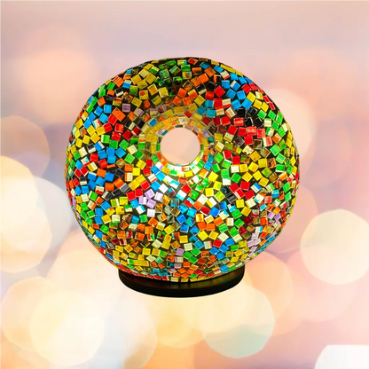 Lámpara Áurea de Mosaico: Luz y Color en Tu Hogar. Ojo Coco.