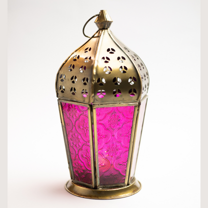 AL AMIR Farolillo porta velas ROSA - Luminosidad Elegante.