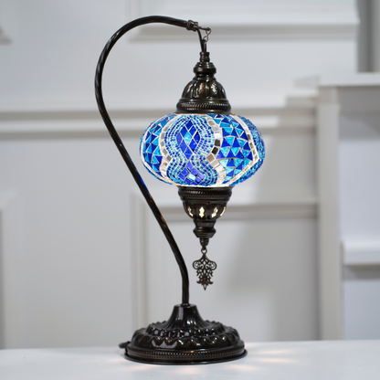 Flor de Turquía Lámpara Turca Hecha a Mano para una Iluminación Floral y Romántica. AZUL