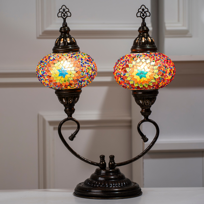 Magia Otomana Lámpara Turca Doble Hecha a Mano para una Iluminación Cálida y Encantadora. Multicolor. Multicolor