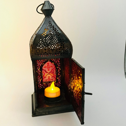 SULTAN Farolillo porta velas GRANATE - Luminosidad Elegante.