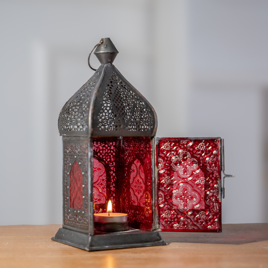 SULTAN Farolillo porta velas GRANATE - Luminosidad Elegante.