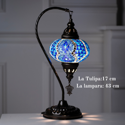 Flor de Turquía Lámpara Turca Hecha a Mano para una Iluminación Floral y Romántica. AZUL